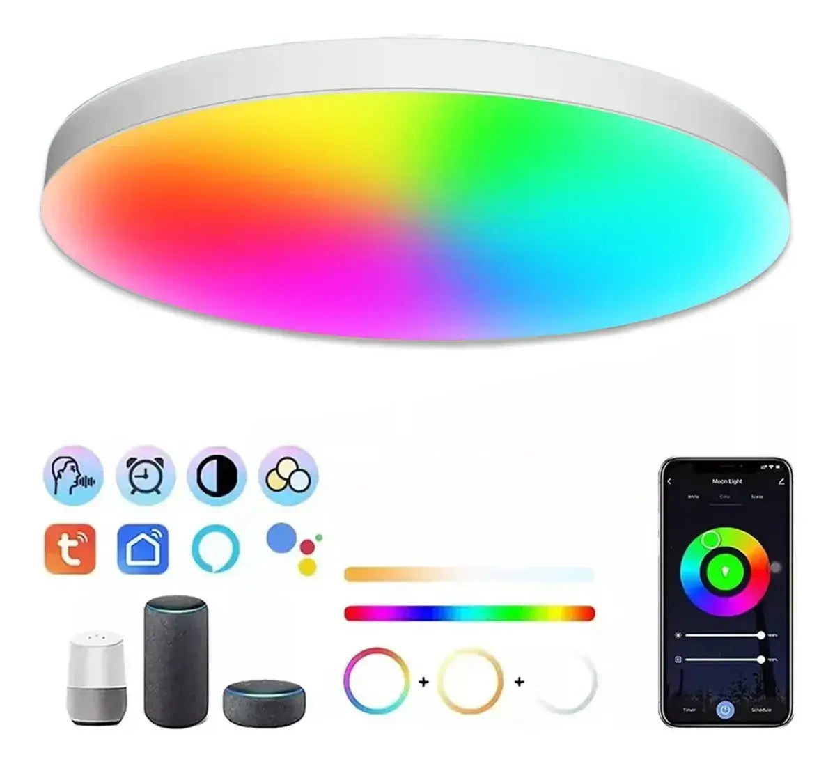 Lampara Inteligente Panel Led Rgb Wifi Alexa Google Siri 24w